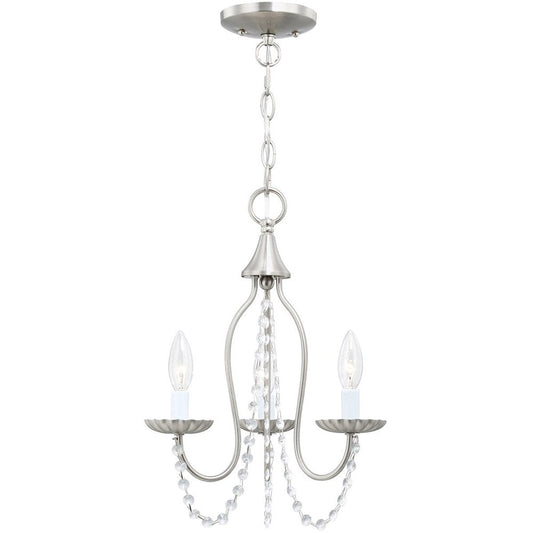 Nickel Three Light Metal Dimmable Chandelier With Shades HomeRoots