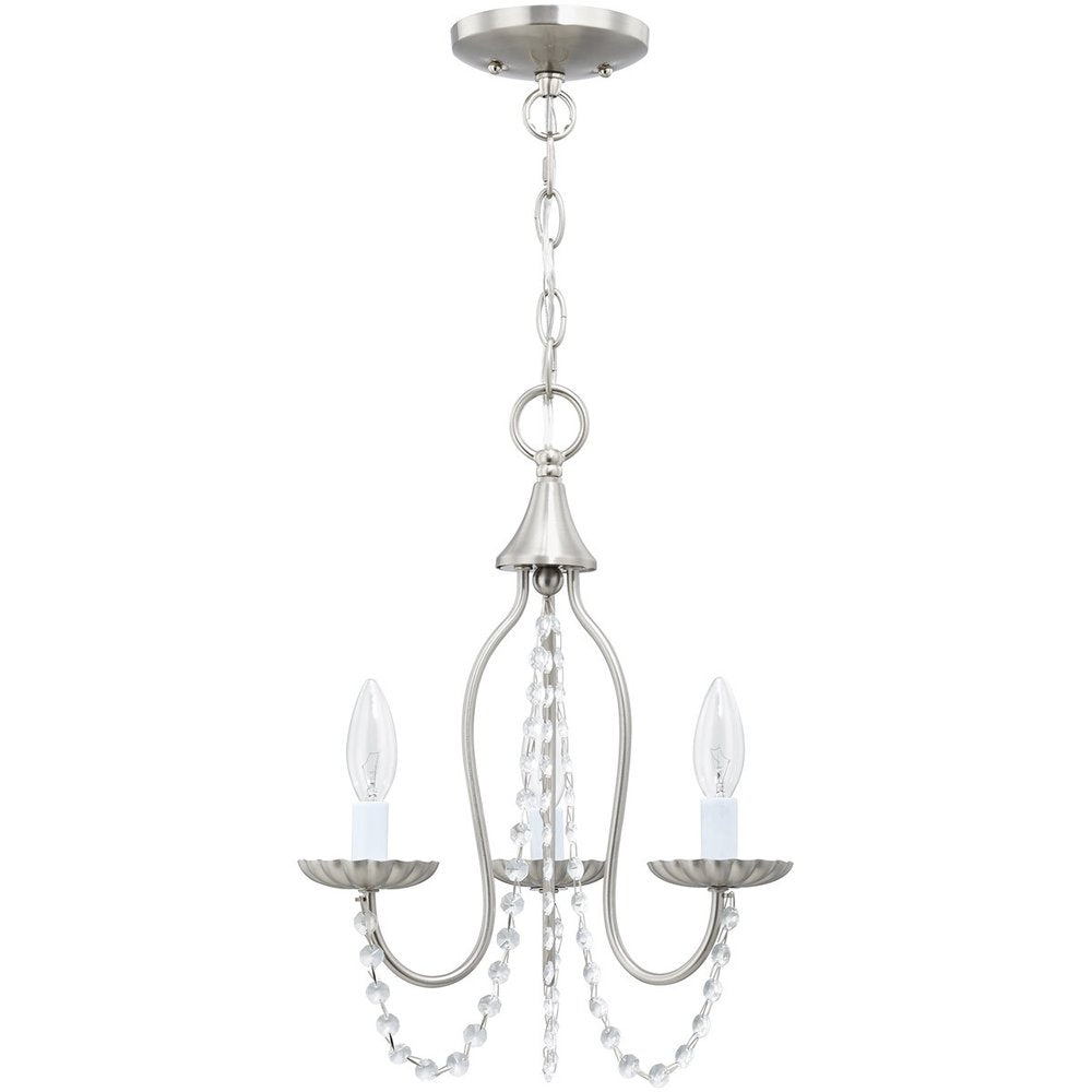 Nickel Three Light Metal Dimmable Chandelier With Shades HomeRoots