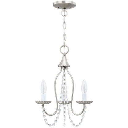 Nickel Three Light Metal Dimmable Chandelier With Shades HomeRoots