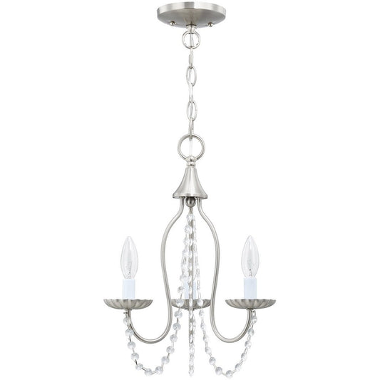 Nickel Three Light Metal Dimmable Chandelier With Shades HomeRoots