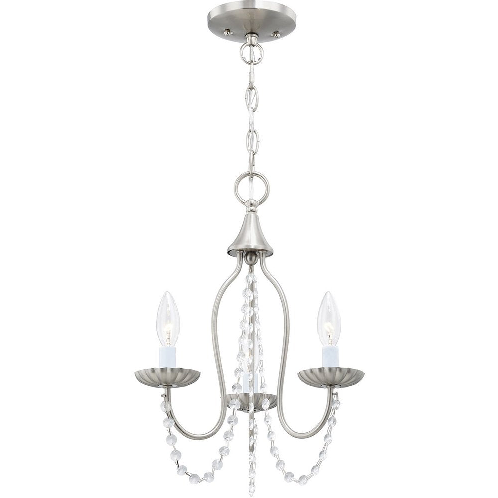 Nickel Three Light Metal Dimmable Chandelier With Shades HomeRoots