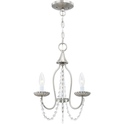 Nickel Three Light Metal Dimmable Chandelier With Shades HomeRoots