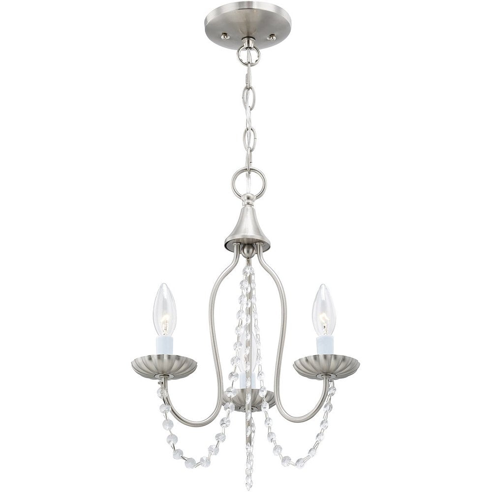 Nickel Three Light Metal Dimmable Chandelier With Shades HomeRoots