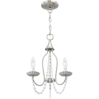 Nickel Three Light Metal Dimmable Chandelier With Shades HomeRoots