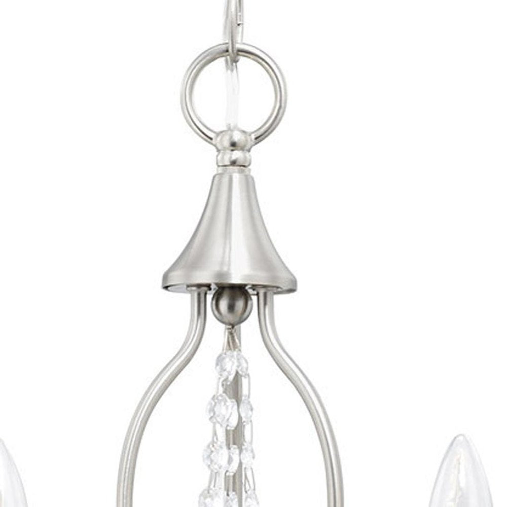 Nickel Three Light Metal Dimmable Chandelier With Shades HomeRoots