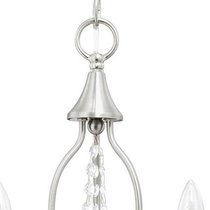Nickel Three Light Metal Dimmable Chandelier With Shades HomeRoots