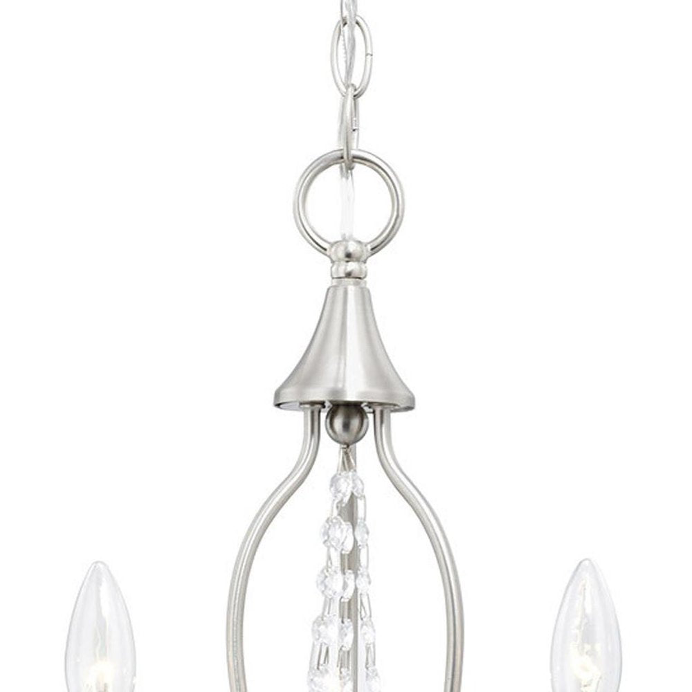 Nickel Three Light Metal Dimmable Chandelier With Shades HomeRoots
