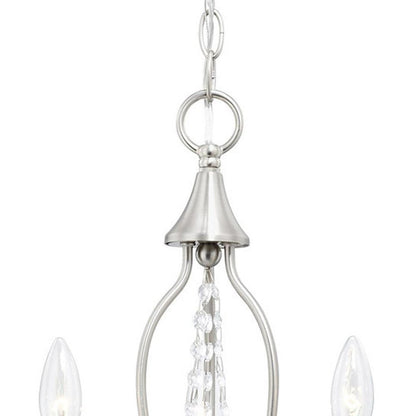 Nickel Three Light Metal Dimmable Chandelier With Shades HomeRoots