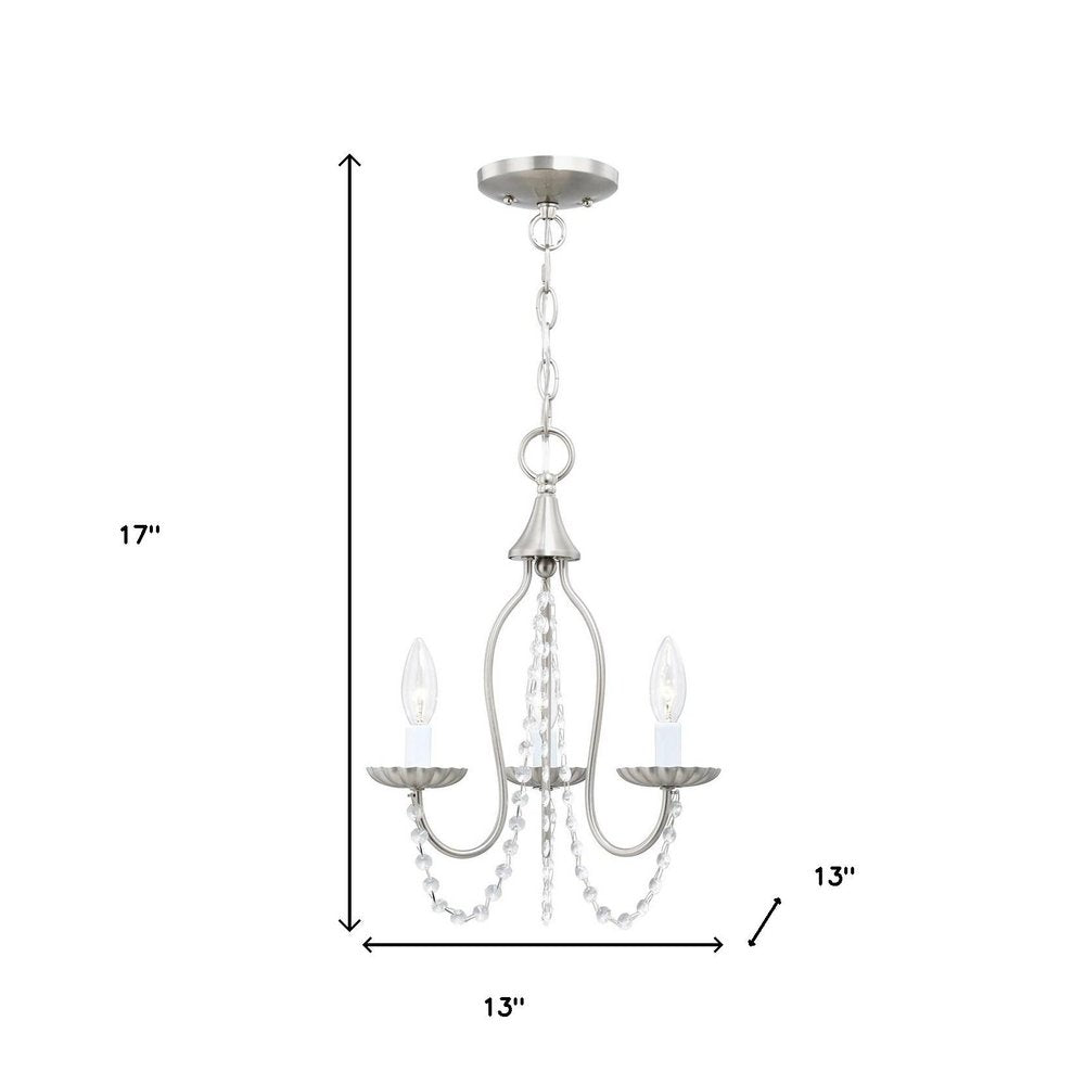 Nickel Three Light Metal Dimmable Chandelier With Shades HomeRoots