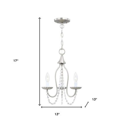 Nickel Three Light Metal Dimmable Chandelier With Shades HomeRoots
