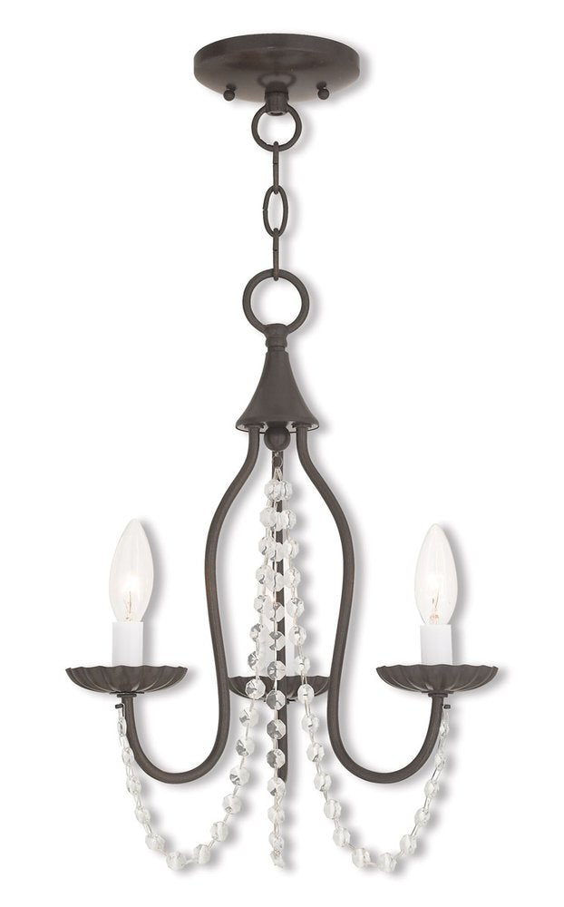 Bronze And Clear Three Light Metal Dimmable Chandelier With Shades HomeRoots