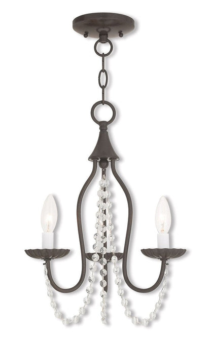 Bronze And Clear Three Light Metal Dimmable Chandelier With Shades HomeRoots