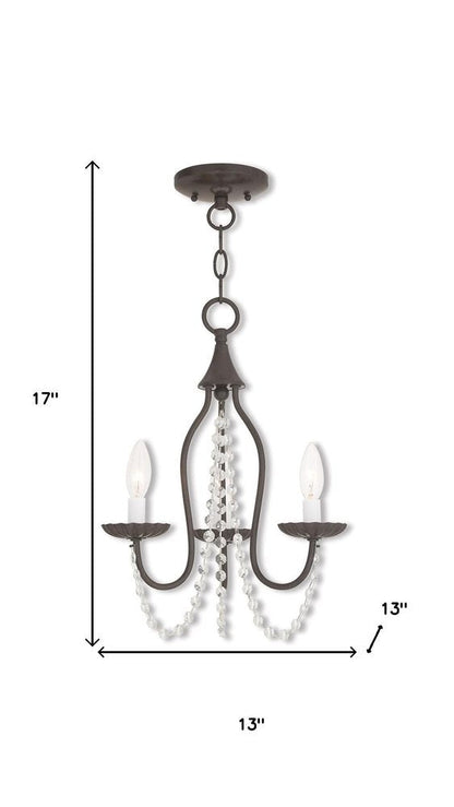 Bronze And Clear Three Light Metal Dimmable Chandelier With Shades HomeRoots