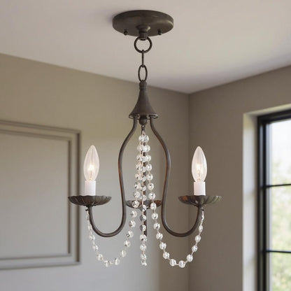 Bronze And Clear Three Light Metal Dimmable Chandelier With Shades HomeRoots