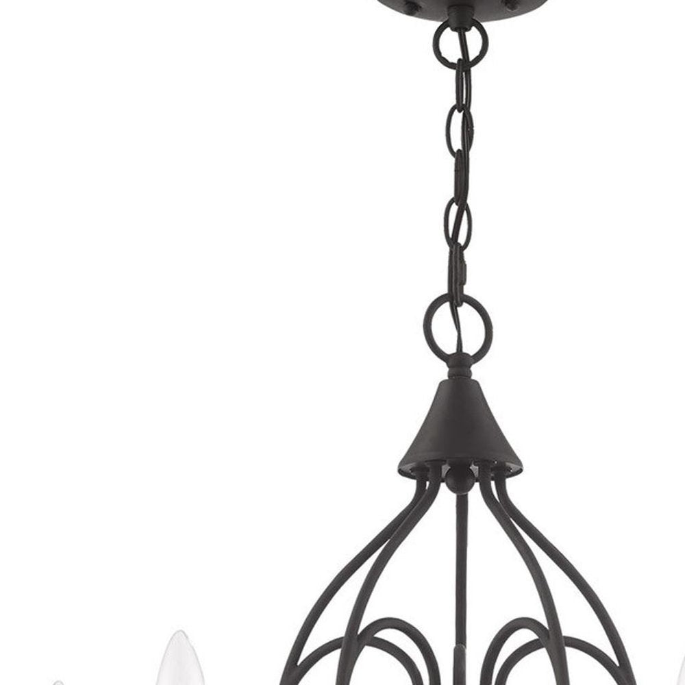 Black Five Light Metal Dimmable Chandelier With Shades HomeRoots