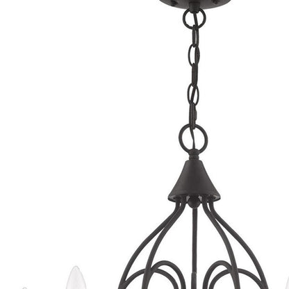 Black Five Light Metal Dimmable Chandelier With Shades HomeRoots