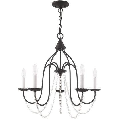 Black Five Light Metal Dimmable Chandelier With Shades HomeRoots