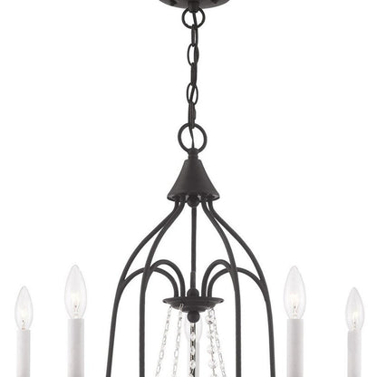 Black Five Light Metal Dimmable Chandelier With Shades HomeRoots