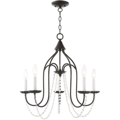 Bronze Five Light Metal Dimmable Chandelier With Shades HomeRoots