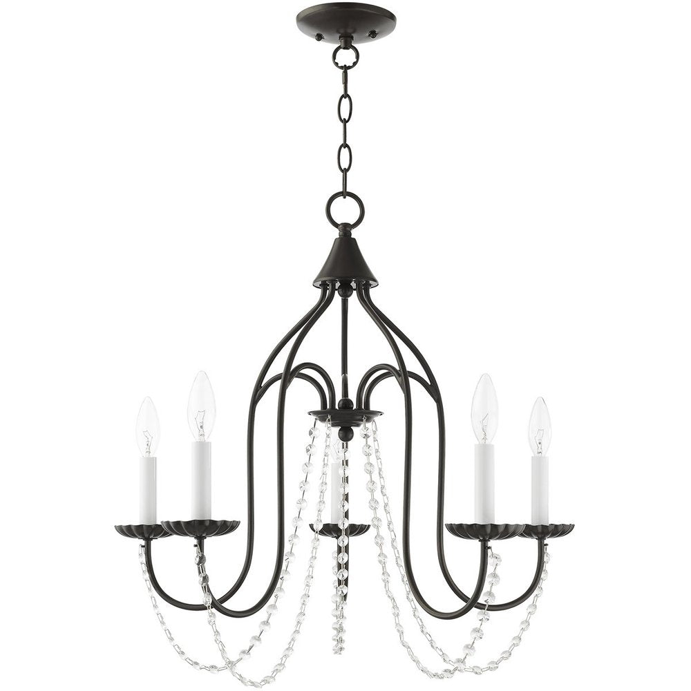 Bronze Five Light Metal Dimmable Chandelier With Shades HomeRoots