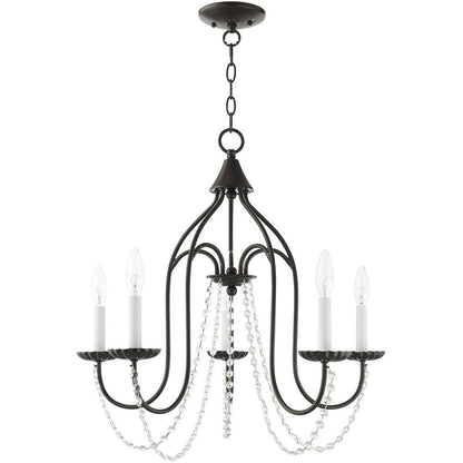 Bronze Five Light Metal Dimmable Chandelier With Shades HomeRoots