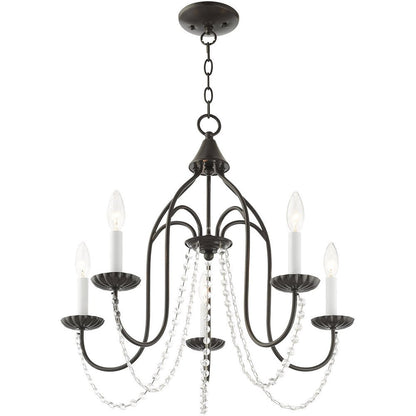 Bronze Five Light Metal Dimmable Chandelier With Shades HomeRoots