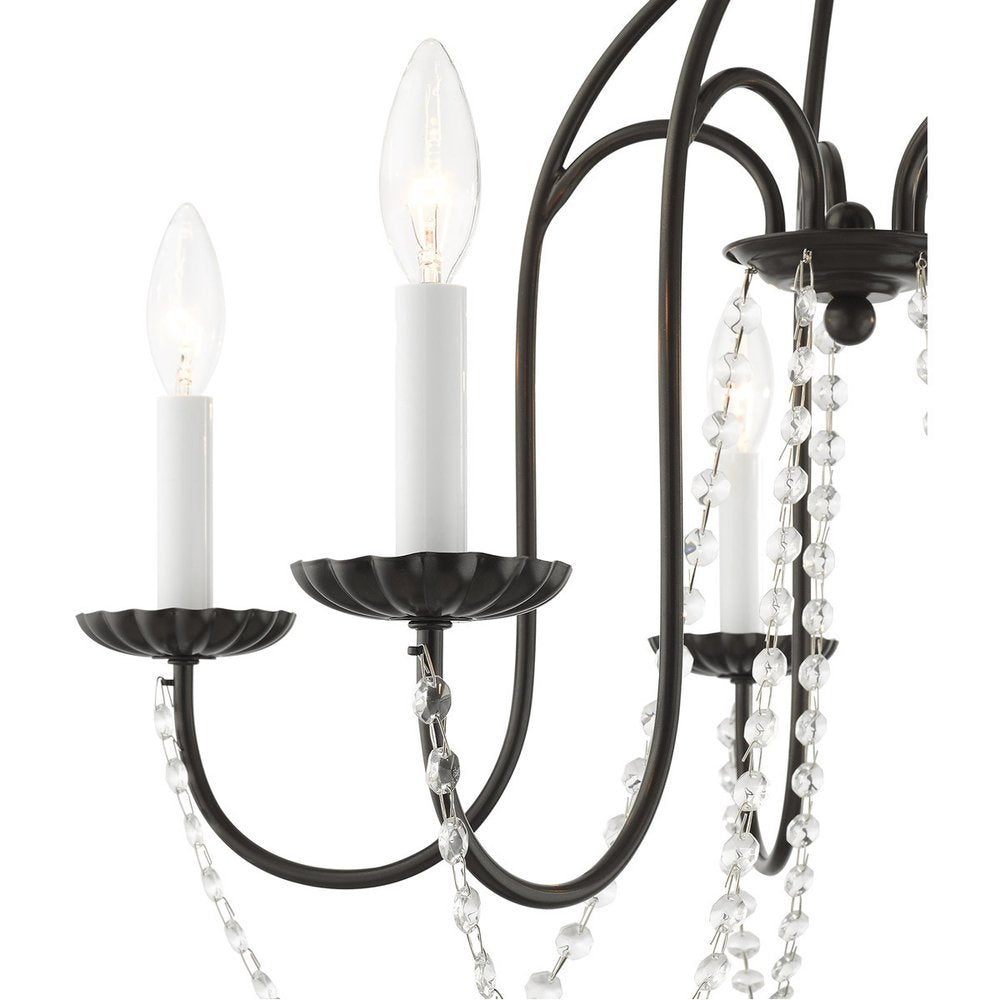 Bronze Five Light Metal Dimmable Chandelier With Shades HomeRoots