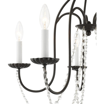 Bronze Five Light Metal Dimmable Chandelier With Shades HomeRoots