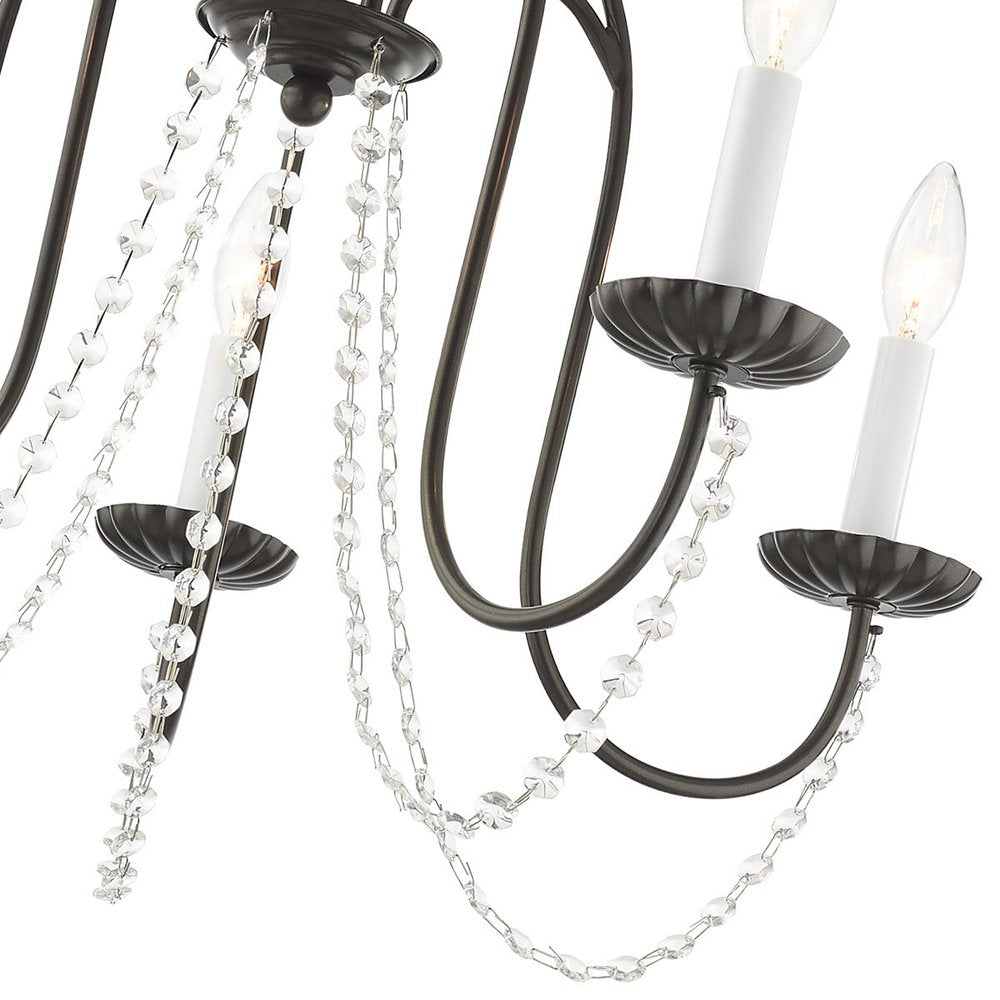 Bronze Five Light Metal Dimmable Chandelier With Shades HomeRoots