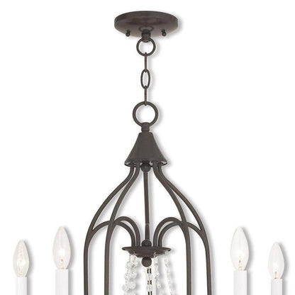 Bronze Five Light Metal Dimmable Chandelier With Shades HomeRoots