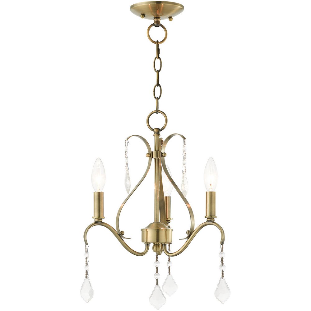 Antiqued Brass Three Light Metal Dimmable Chandelier With Shades HomeRoots