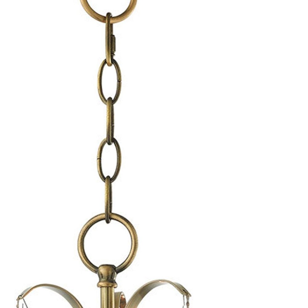Antiqued Brass Three Light Metal Dimmable Chandelier With Shades HomeRoots