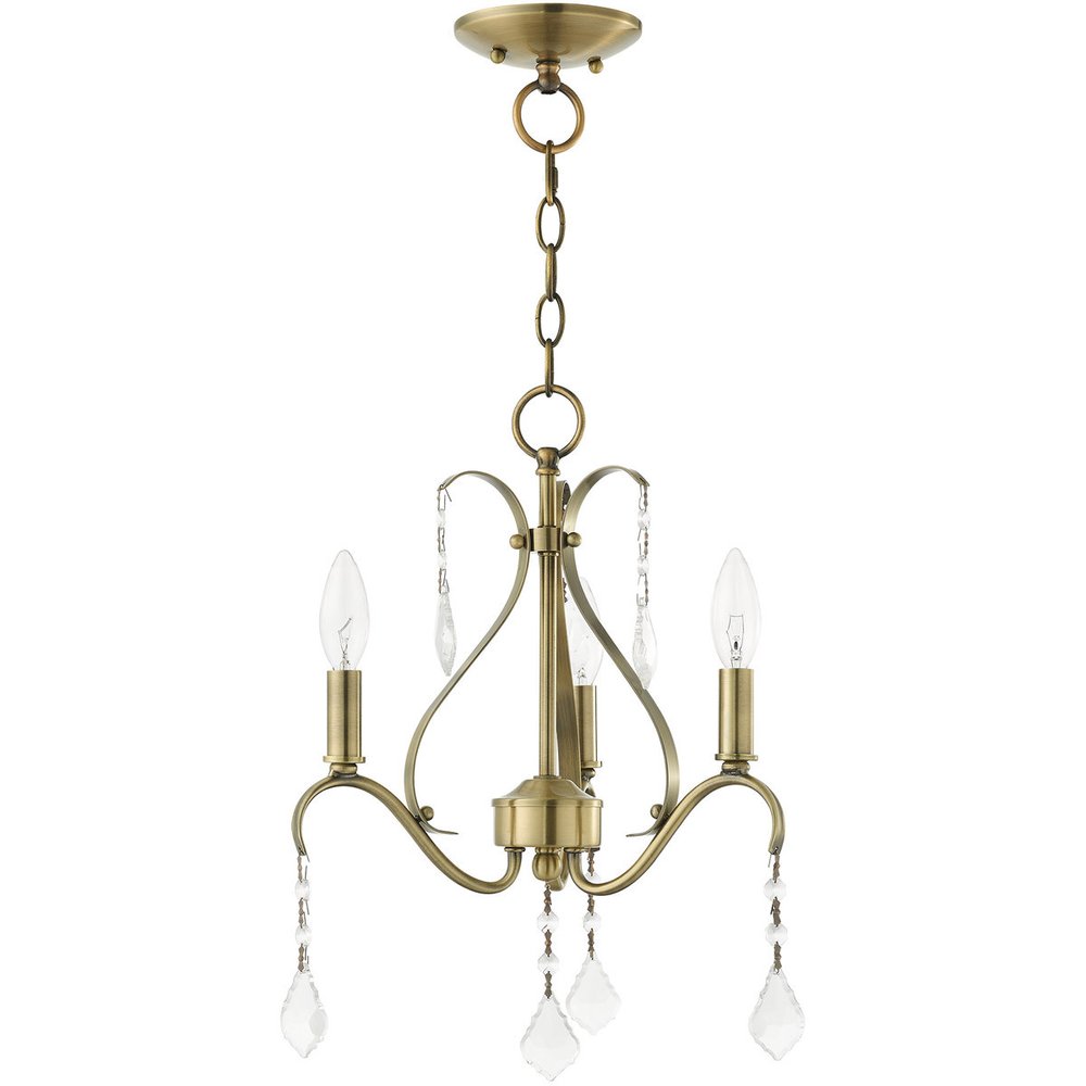 Antiqued Brass Three Light Metal Dimmable Chandelier With Shades HomeRoots