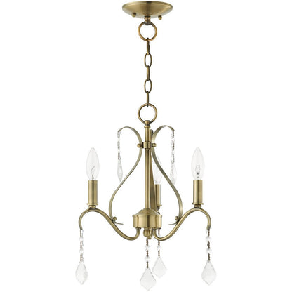 Antiqued Brass Three Light Metal Dimmable Chandelier With Shades HomeRoots
