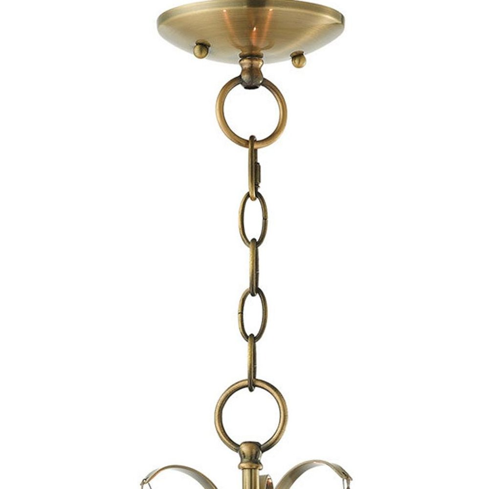 Antiqued Brass Three Light Metal Dimmable Chandelier With Shades HomeRoots