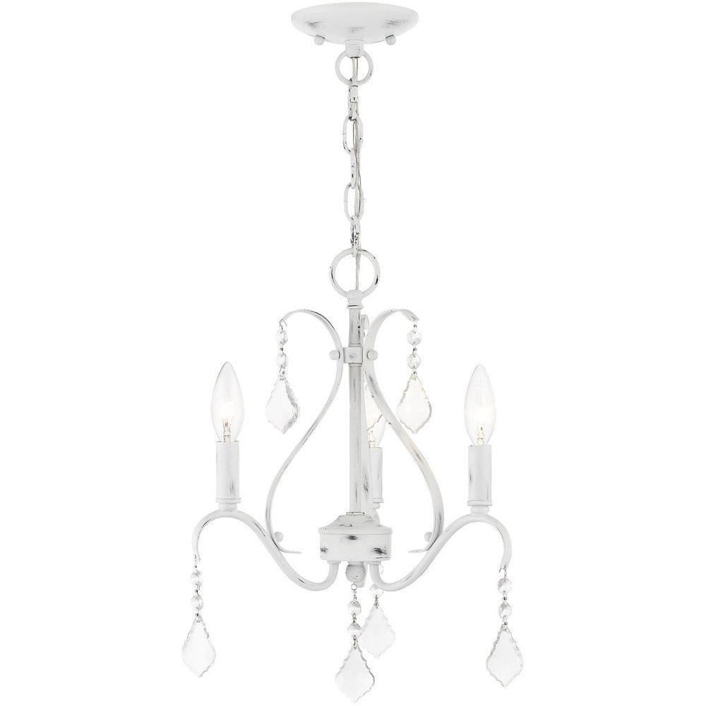 White Three Light Metal Dimmable Chandelier With Shades HomeRoots