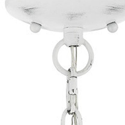 White Three Light Metal Dimmable Chandelier With Shades HomeRoots