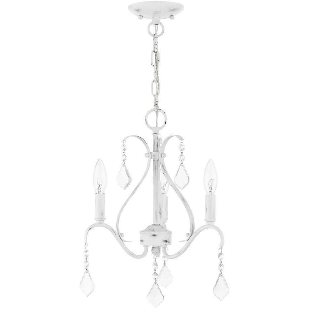 White Three Light Metal Dimmable Chandelier With Shades HomeRoots