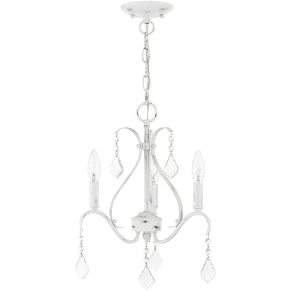 White Three Light Metal Dimmable Chandelier With Shades HomeRoots