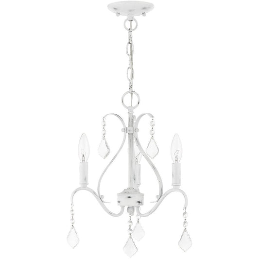 White Three Light Metal Dimmable Chandelier With Shades HomeRoots