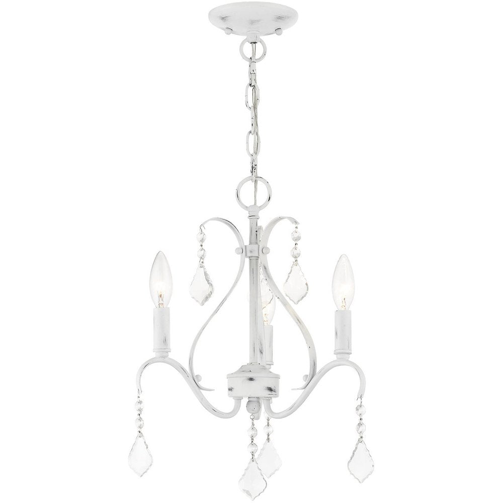White Three Light Metal Dimmable Chandelier With Shades HomeRoots