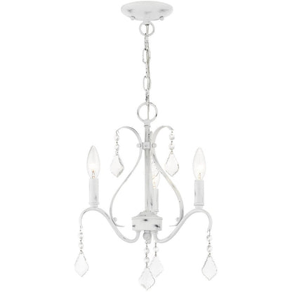 White Three Light Metal Dimmable Chandelier With Shades HomeRoots
