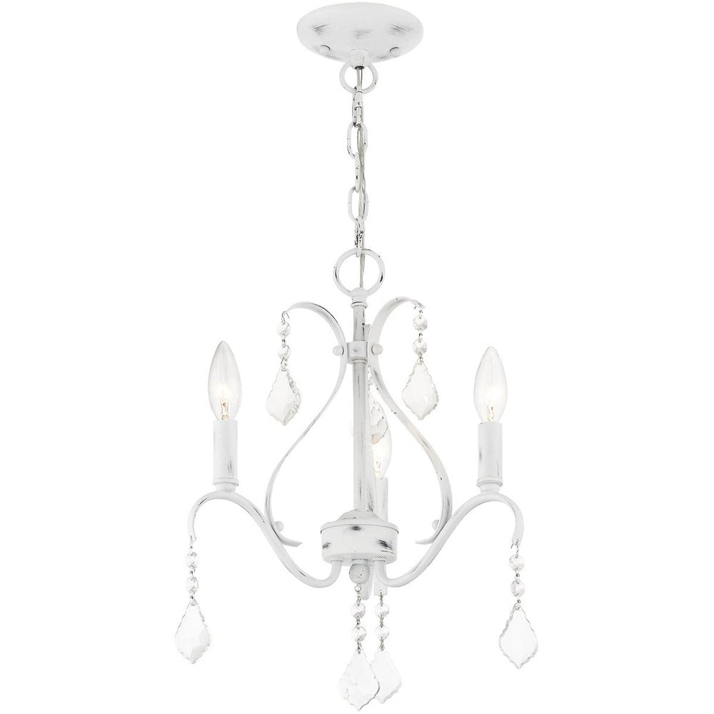 White Three Light Metal Dimmable Chandelier With Shades HomeRoots