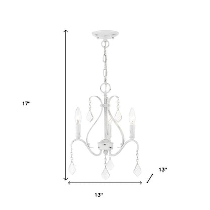 White Three Light Metal Dimmable Chandelier With Shades HomeRoots