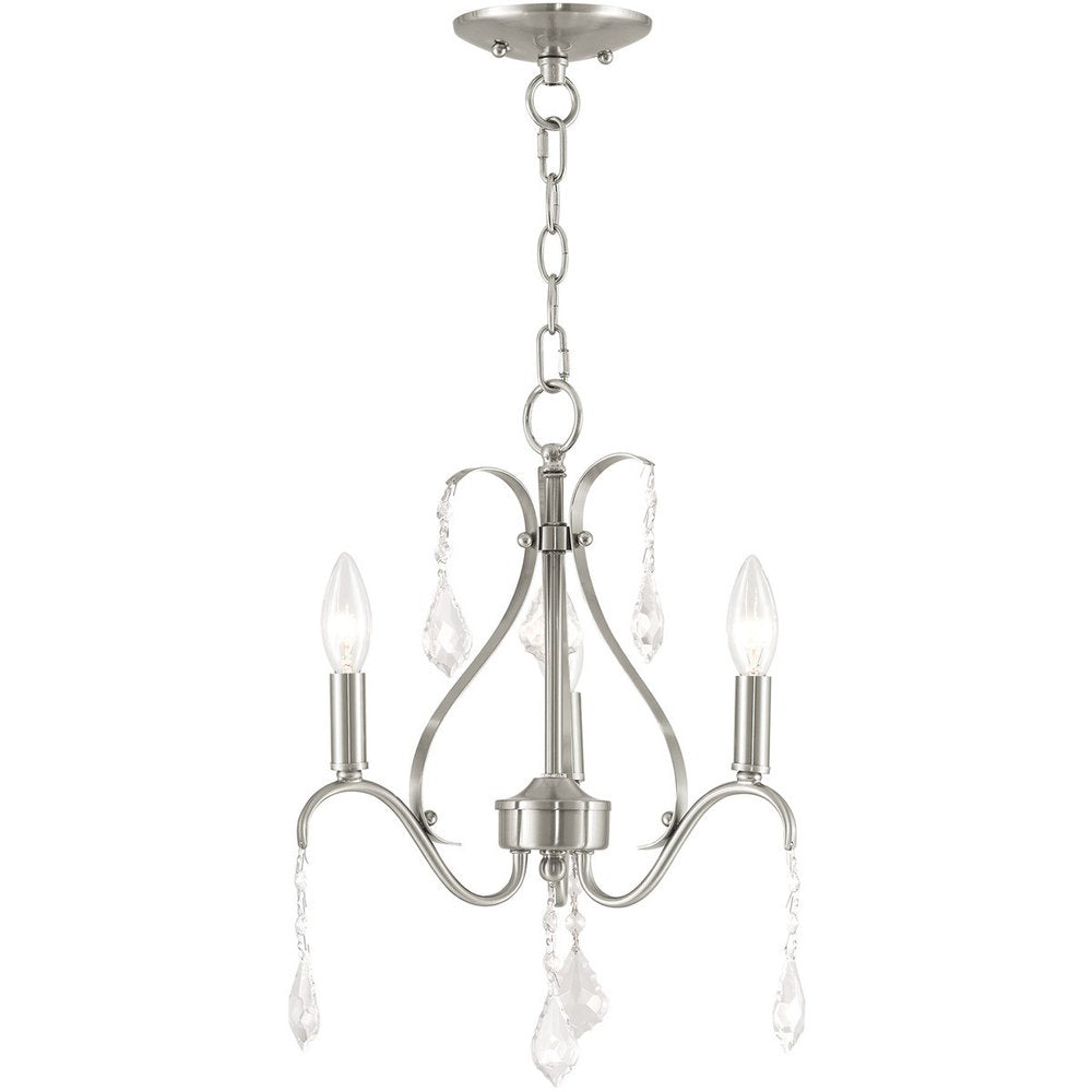 Nickel Three Light Metal Dimmable Chandelier With Shades HomeRoots