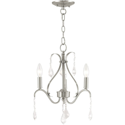 Nickel Three Light Metal Dimmable Chandelier With Shades HomeRoots