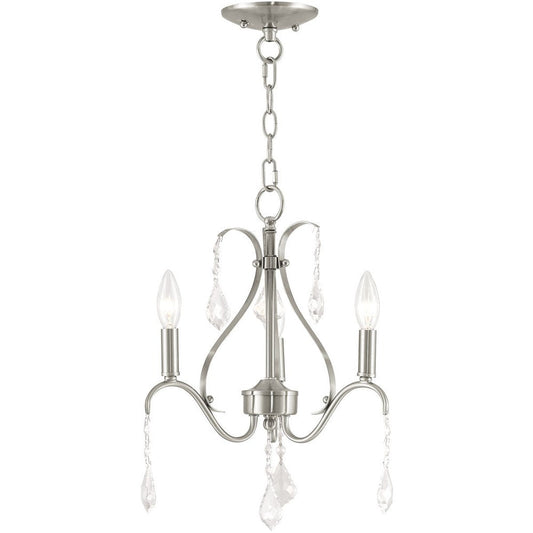 Nickel Three Light Metal Dimmable Chandelier With Shades HomeRoots