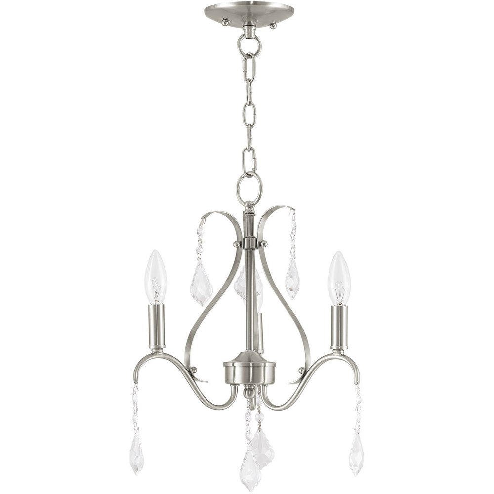 Nickel Three Light Metal Dimmable Chandelier With Shades HomeRoots