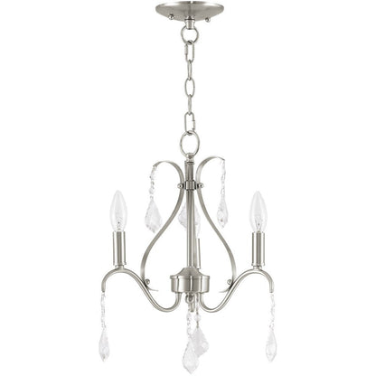 Nickel Three Light Metal Dimmable Chandelier With Shades HomeRoots