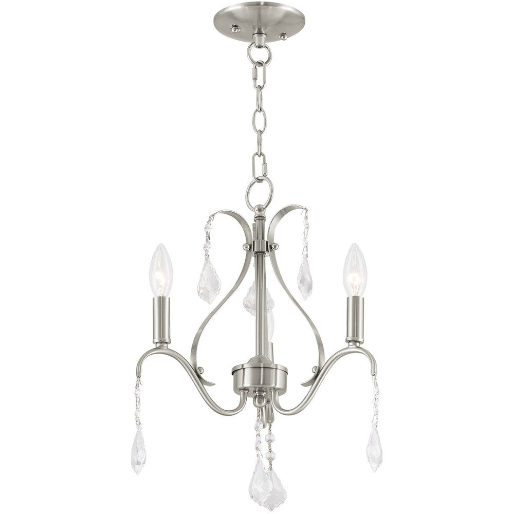 Nickel Three Light Metal Dimmable Chandelier With Shades HomeRoots